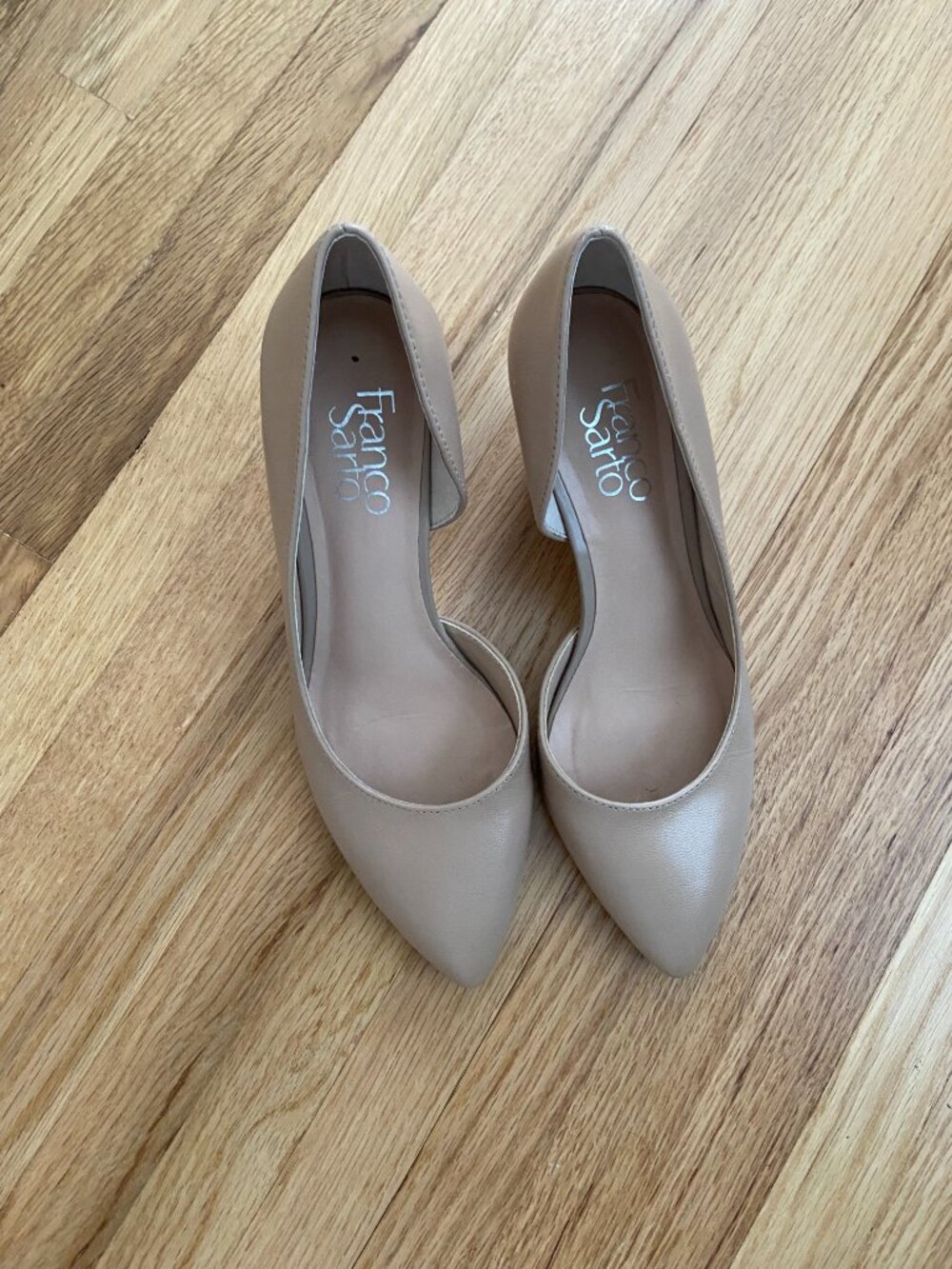 Franco Sarto Beige Leather D'Orsay Wedge Pumps - Size 6.5 - Picture 5 of 11
